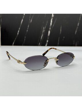 New Miu Miu MUA54S ZVN5D1 Gold Gray Women Round Sunglasses Miu Miu MU A54S